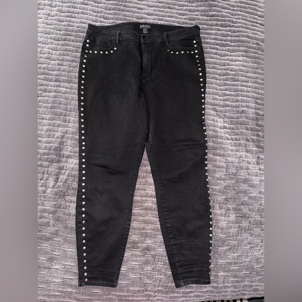 Forever 21 Black Skinny Jeans with Studded Accents